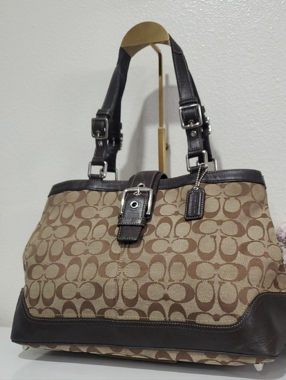 Coach Hampton Signature Canvas/Leather Satchel Carryall Bag - Picture 4 of 16